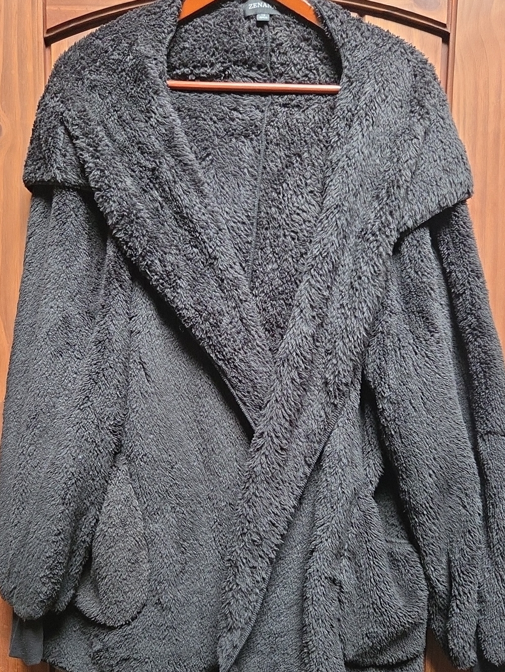 Cozy...Furry. Nice Shawl Collar Sweater Jacket